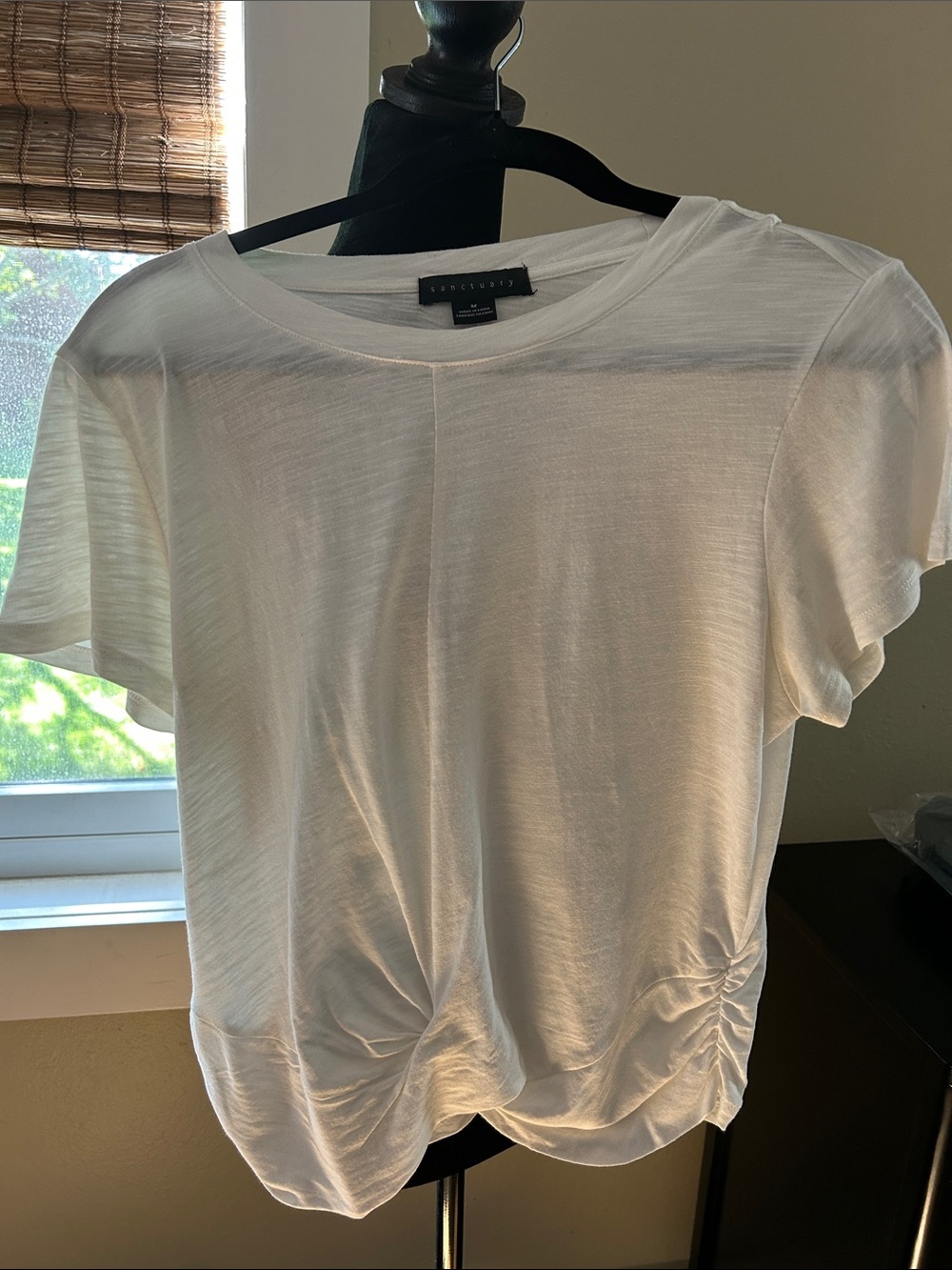 Sanctuary White Short Sleeve Twist-Front Tee